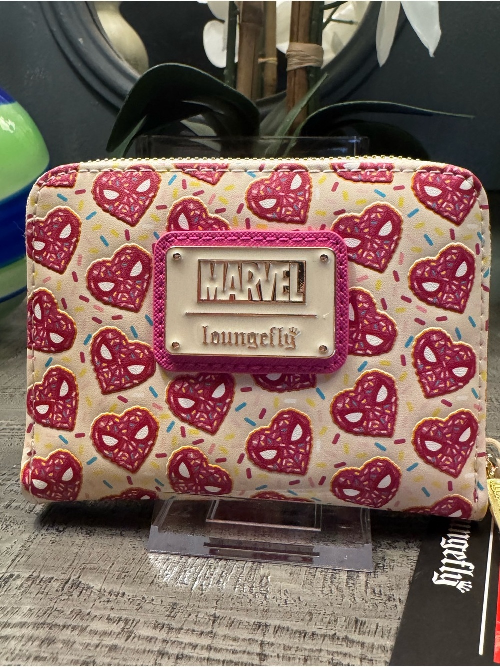 Loungefly Marvel Pink Heart Donut with Sprinkles Zip Wallet